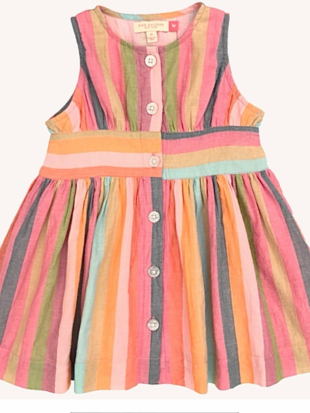 Pink Chicken Birdie Dress in Multi Stripe 7Y